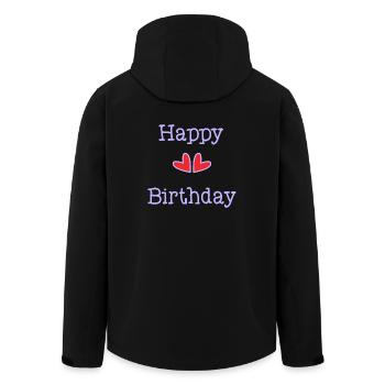 JAHRESTAG. ALLES GUTE ZUM GEBURTSTAG. ALLES GUTE ZUM GEBURTSTAG. - Recycelte Männer Softshell-Jacke von Stanley/Stella - Schwarz - Hinten - AI Model Male 185 light (185cm)