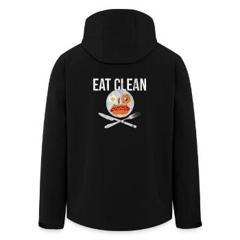 Eat clean - Men’s Recycled Softshell Jacket by Stanley/Stella - black - Back - AI Model Male 185 light (185cm)