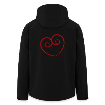 HERZ. HERZ. HEILIGER VALENTINSTAG. LIEBE. LIEBE. HERZ - Recycelte Männer Softshell-Jacke von Stanley/Stella - Schwarz - Hinten - AI Model Male 185 light (185cm)