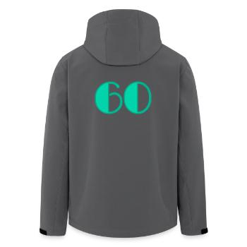 60 JAHRE. 60-JÄHRIGES JUBILÄUM. GEBURTSTAG 60 JAHRE. 60 - Recycelte Männer Softshell-Jacke von Stanley/Stella - Schwarz - Hinten - AI Model Male 185 light (185cm)