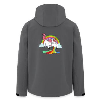 Puking unicorn rainbow - Men’s Recycled Softshell Jacket by Stanley/Stella - black - Back - AI Model Male 185 light (185cm)