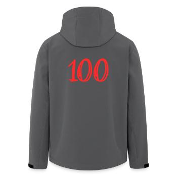 100 YEARS. 100th ANNIVERSARY. BIRTHDAY 100 YEARS. - Men’s Recycled Softshell Jacket by Stanley/Stella - black - Back - AI Model Male 185 light (185cm)
