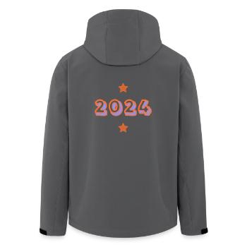 2024. WEIHNACHTEN. JAHR. JAHRESTAG. RUHESTAND. PAPA - Recycelte Männer Softshell-Jacke von Stanley/Stella - Schwarz - Hinten - AI Model Male 185 light (185cm)