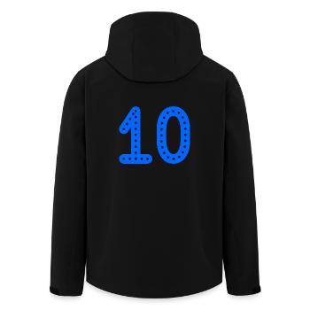 10 YEARS. 10th ANNIVERSARY. ANNIVERSARY 10 YEARS. 10 - Men’s Recycled Softshell Jacket by Stanley/Stella - black - Back - AI Model Male 185 light (185cm)
