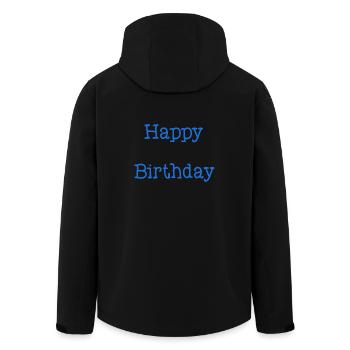 HAPPY BIRTHDAY. JOYEUX ANNIVERSAIRE. ANNIVERSAIRE. - Veste softshell homme en polyester recyclé Stanley/Stella - noir - Dos - AI Model Male 185 light (185cm)