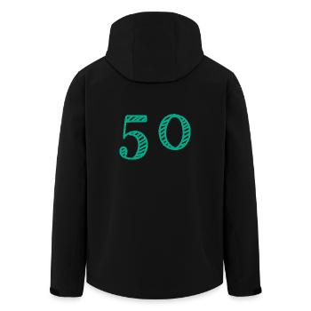 50 ANS. 50e ANNIVERSAIRE. ANNIVERSAIRE 50 ANS. 50 - Veste softshell homme en polyester recyclé Stanley/Stella - noir - Dos - AI Model Male 185 light (185cm)