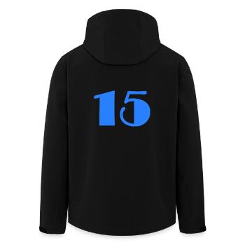 15. 15 JAHRE. 15-jähriges Jubiläum. GEBURTSTAG 15 JAHRE. - Recycelte Männer Softshell-Jacke von Stanley/Stella - Schwarz - Hinten - AI Model Male 185 light (185cm)