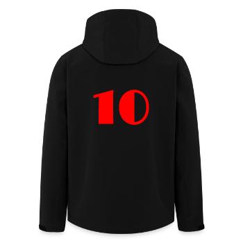 10 JAHRE. 10-JÄHRIGES JUBILÄUM. GEBURTSTAG 10 JAHRE. ZEHN - Recycelte Männer Softshell-Jacke von Stanley/Stella - Schwarz - Hinten - AI Model Male 185 light (185cm)