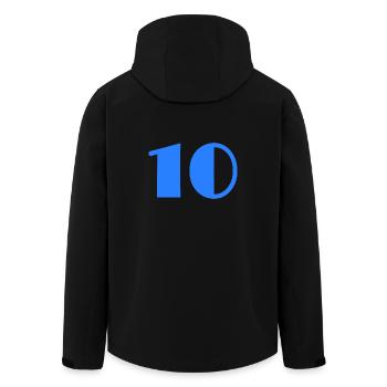 10 JAHRE. 10-JÄHRIGES JUBILÄUM. GEBURTSTAG 10 JAHRE. 10 - Recycelte Männer Softshell-Jacke von Stanley/Stella - Schwarz - Hinten - AI Model Male 185 light (185cm)