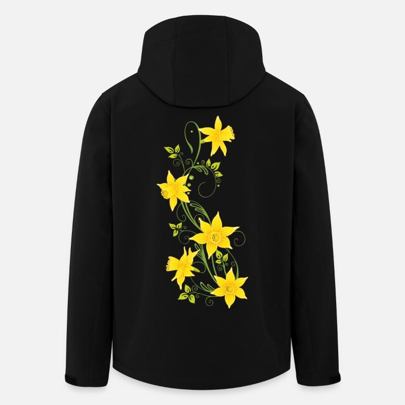 Pâques, jonquilles, jonquilles, printemps - Veste softshell homme en polyester recyclé Stanley/Stella - noir