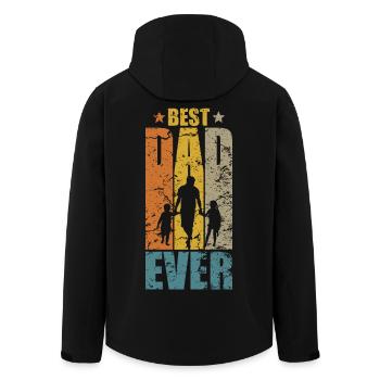 BEST DAD EVER ZWEIFACHER PAPA ZWEI KINDER - Recycelte Männer Softshell-Jacke von Stanley/Stella - Schwarz - Hinten - AI Model Male 185 light (185cm)