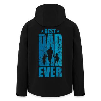 BEST DAD EVER ZWEI KINDER ZWEIFACHER PAPA - Recycelte Männer Softshell-Jacke von Stanley/Stella - Schwarz - Hinten - AI Model Male 185 light (185cm)