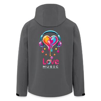 Love - Music Headphones - Men’s Recycled Softshell Jacket by Stanley/Stella - black - Back - AI Model Male 185 light (185cm)