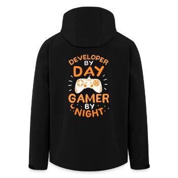 Developer By Day Gamer By Night Développeurs Jeux - Veste softshell homme en polyester recyclé Stanley/Stella - noir - Dos - AI Model Male 185 light (185cm)