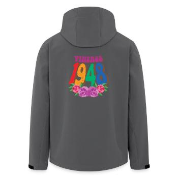 Cool Retro 1948, 74 Years Old, 74th Birthday Gift - Men’s Recycled Softshell Jacket by Stanley/Stella - black - Back - AI Model Male 185 light (185cm)