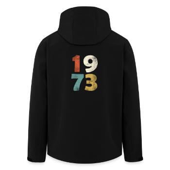 45e anniversaire look rétro - Année cadeau 1973 - Veste softshell homme en polyester recyclé Stanley/Stella - noir - Dos - AI Model Male 185 light (185cm)