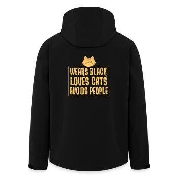 Trage schwarz - liebe Katzen - vermeide Menschen - Recycelte Männer Softshell-Jacke von Stanley/Stella - Schwarz - Hinten - AI Model Male 185 light (185cm)