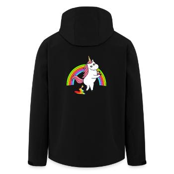 Kackendes Einhorn Regenbogen - Recycelte Männer Softshell-Jacke von Stanley/Stella - Schwarz - Hinten - AI Model Male 185 light (185cm)