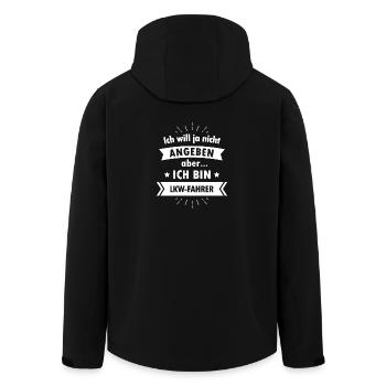 Lkw Fahrer Tshirt - Ich bin Lkw Fahrer - Recycelte Männer Softshell-Jacke von Stanley/Stella - Schwarz - Hinten - AI Model Male 185 light (185cm)