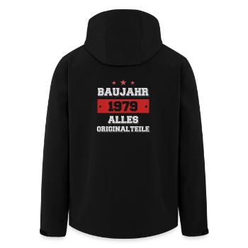 Baujahr 1979 - Alles Original Teile! - Recycelte Männer Softshell-Jacke von Stanley/Stella - Schwarz - Hinten - AI Model Male 185 light (185cm)