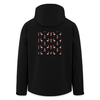 Rosa Flamingos unter vielen Ananas - Recycelte Männer Softshell-Jacke von Stanley/Stella - Schwarz - Hinten - AI Model Male 185 light (185cm)