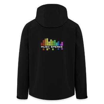 La musique parle - La musique appelle les coups de feu - Veste softshell homme en polyester recyclé Stanley/Stella - noir - Dos - AI Model Male 185 light (185cm)
