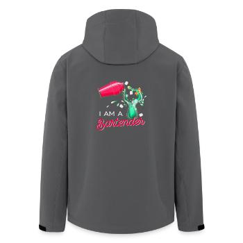 Ich bin ein Barkeeper - I am a Bartender Shirt - Recycelte Männer Softshell-Jacke von Stanley/Stella - Anthrazit - Hinten - AI Model Male 185 light (185cm)