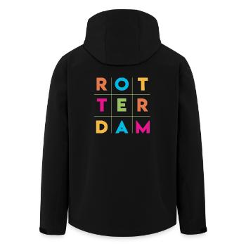 Rotterdam - Pays-Bas - Pays-Bas - Randstad - Veste softshell homme en polyester recyclé Stanley/Stella - noir - Dos - AI Model Male 185 light (185cm)