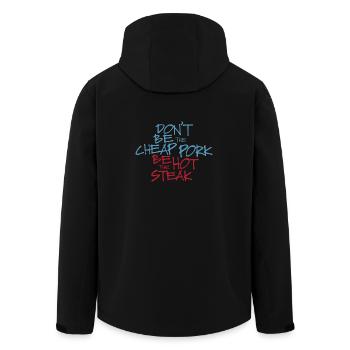 Cheap Pork Hot Steak - Schwein Steak - Recycelte Männer Softshell-Jacke von Stanley/Stella - Schwarz - Hinten - AI Model Male 185 light (185cm)