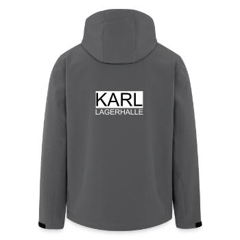 Karl Lagerhalle - Funny Shirt - Recycelte Männer Softshell-Jacke von Stanley/Stella - Anthrazit - Hinten - AI Model Male 185 light (185cm)