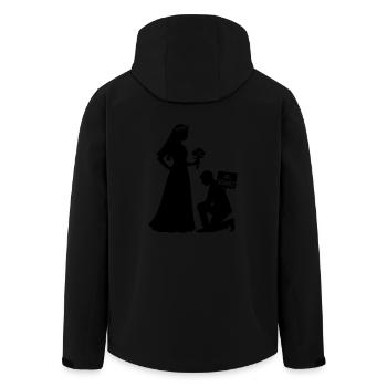 married couple - Men’s Recycled Softshell Jacket by Stanley/Stella - black - Back - AI Model Male 185 light (185cm)