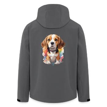 Portrait de chien beagle coloré - Veste softshell homme en polyester recyclé Stanley/Stella - charbon - Dos - AI Model Male 185 light (185cm)