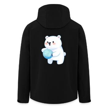 Cute Polar Bear Polar Bear Volleyball Ball Ball Sports - Men’s Recycled Softshell Jacket by Stanley/Stella - black - Back - AI Model Male 185 light (185cm)