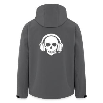Gamer Skull with Headset (White) - Men’s Recycled Softshell Jacket by Stanley/Stella - anthracite - Back - AI Model Male 185 light (185cm)