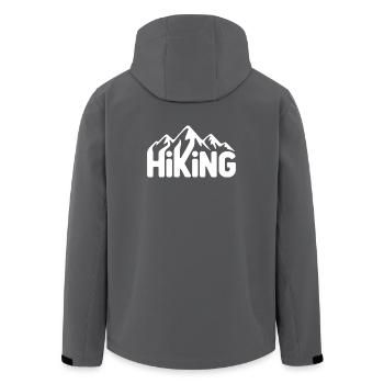 Hiking Typography - Hiking Design - Men’s Recycled Softshell Jacket by Stanley/Stella - anthracite - Back - AI Model Male 185 light (185cm)