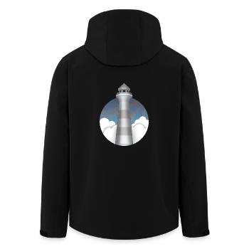 Lighthouse - Men’s Recycled Softshell Jacket by Stanley/Stella - black - Back - AI Model Male 185 light (185cm)