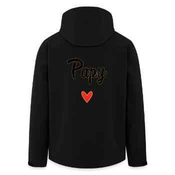 PAPY. PAPA. FÊTE DES PÈRES. BONNE FÊTE PAPA - Veste softshell homme en polyester recyclé Stanley/Stella - noir - Dos - AI Model Male 185 light (185cm)