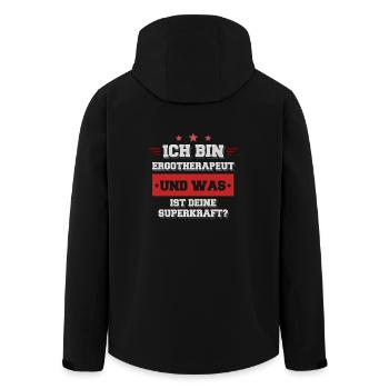Ich bin Ergotherapeut und was ist deine Superkraft - Recycelte Männer Softshell-Jacke von Stanley/Stella - Schwarz - Hinten - AI Model Male 185 light (185cm)