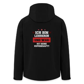 Ich bin Lehrerin und was ist deine Superkraft? - Recycelte Männer Softshell-Jacke von Stanley/Stella - Schwarz - Hinten - AI Model Male 185 light (185cm)