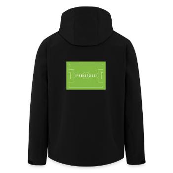 FREISTOSS - Fußball Statement - Recycelte Männer Softshell-Jacke von Stanley/Stella - Schwarz - Hinten - AI Model Male 185 light (185cm)