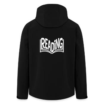 Reading - Cool Book Lover Design - Men’s Recycled Softshell Jacket by Stanley/Stella - black - Back - AI Model Male 185 light (185cm)