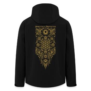 Spirituality Spiritually Protected Sacred Geometry - Men’s Recycled Softshell Jacket by Stanley/Stella - black - Back - AI Model Male 185 light (185cm)