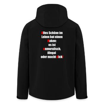 Spruch Alles Schöne im Leben hat einen Haken! - Recycelte Männer Softshell-Jacke von Stanley/Stella - Schwarz - Hinten - AI Model Male 185 light (185cm)