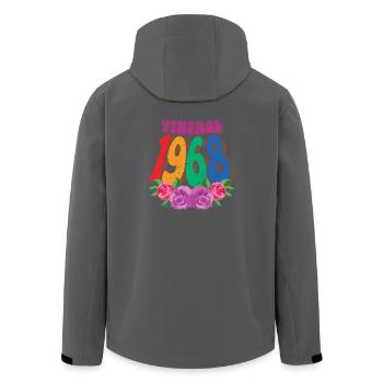 Retro Flower 1968, 54 Years Old 54th Birthday Gift - Men’s Recycled Softshell Jacket by Stanley/Stella - black - Back - AI Model Male 185 light (185cm)
