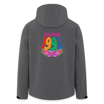 Fleur rétro 1993, 30 ans Cadeau 30e anniversaire - Veste softshell homme en polyester recyclé Stanley/Stella - noir - Dos - AI Model Male 185 light (185cm)