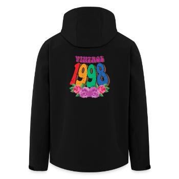 Retro Flower 1998, 24 Years Old 24th Birthday Gift - Men’s Recycled Softshell Jacket by Stanley/Stella - black - Back - AI Model Male 185 light (185cm)