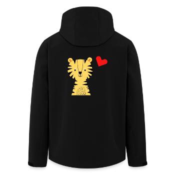 Cute Tiger with Heart Balloon - Baby Fashion - Birth - Men’s Recycled Softshell Jacket by Stanley/Stella - black - Back - AI Model Male 185 light (185cm)