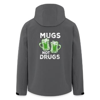 Mugs not Drugs Shirt - Cadeau de la Saint-Patrick - Veste softshell homme en polyester recyclé Stanley/Stella - noir - Dos - AI Model Male 185 light (185cm)