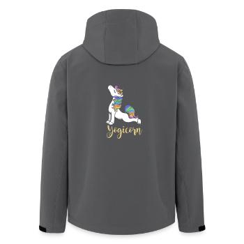 Yogicorn Shirt - Yoga Unicorn Gift - Men’s Recycled Softshell Jacket by Stanley/Stella - black - Back - AI Model Male 185 light (185cm)