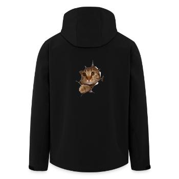 Chat 3D chaton doux - cadeau - Veste softshell homme en polyester recyclé Stanley/Stella - noir - Dos - AI Model Male 185 light (185cm)